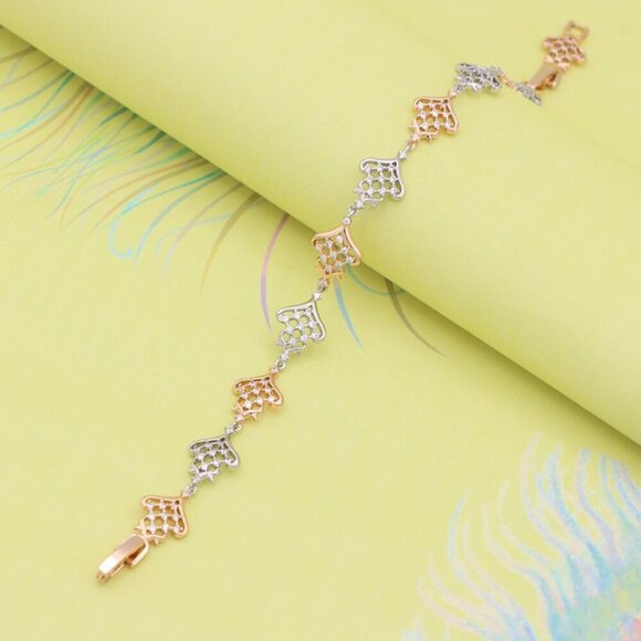 "Crown Charm Rose Gold & Silver Bracelet with CZ Accents, XPBL0803 - Picture 4 of 12